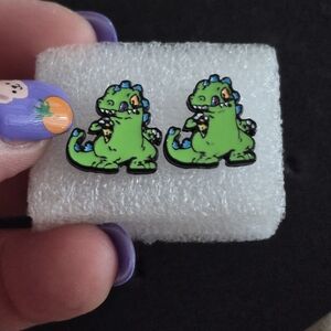 Green Cartoon Dinosaur Stud Earrings - Cute Kids Jewelry